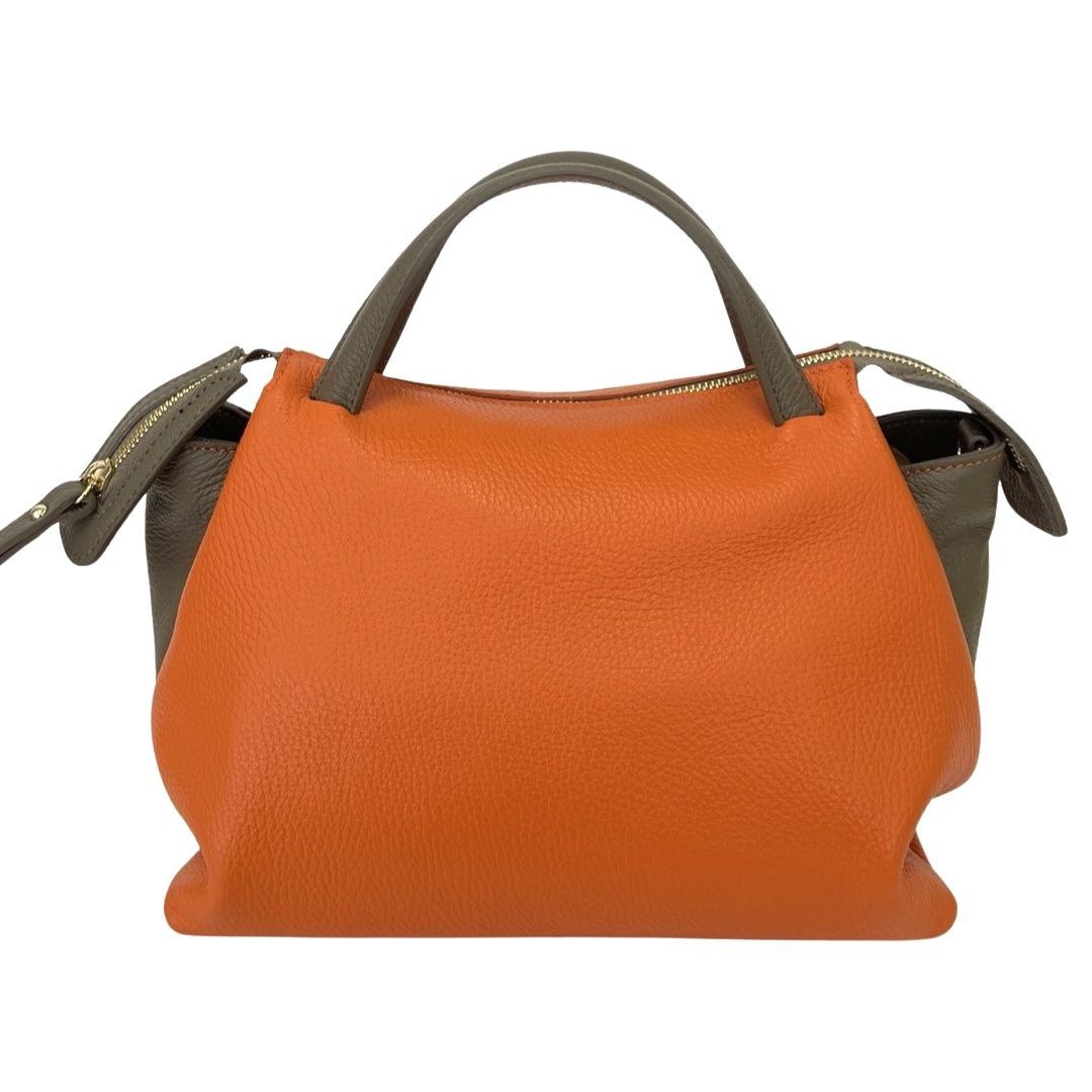 Two-Tone Italian Leather Bag with Practical Organization by Modex™