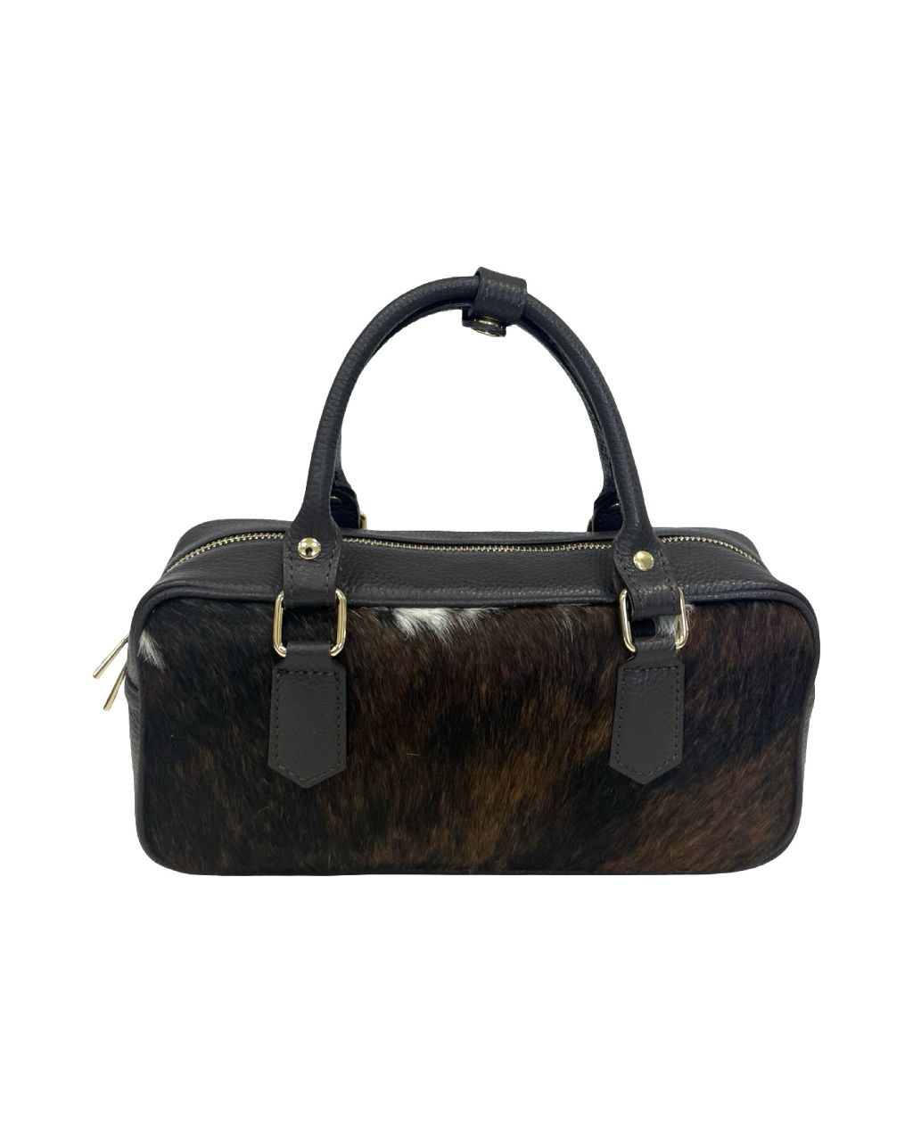 Hair-On Italian Leather Top-Handle Bag — Compact Statement