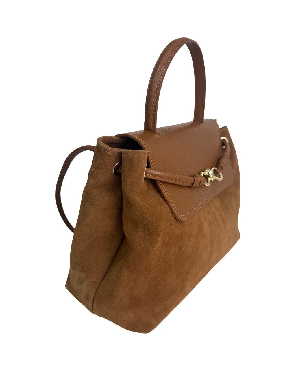 Italian Suede & Leather Satchel Bag