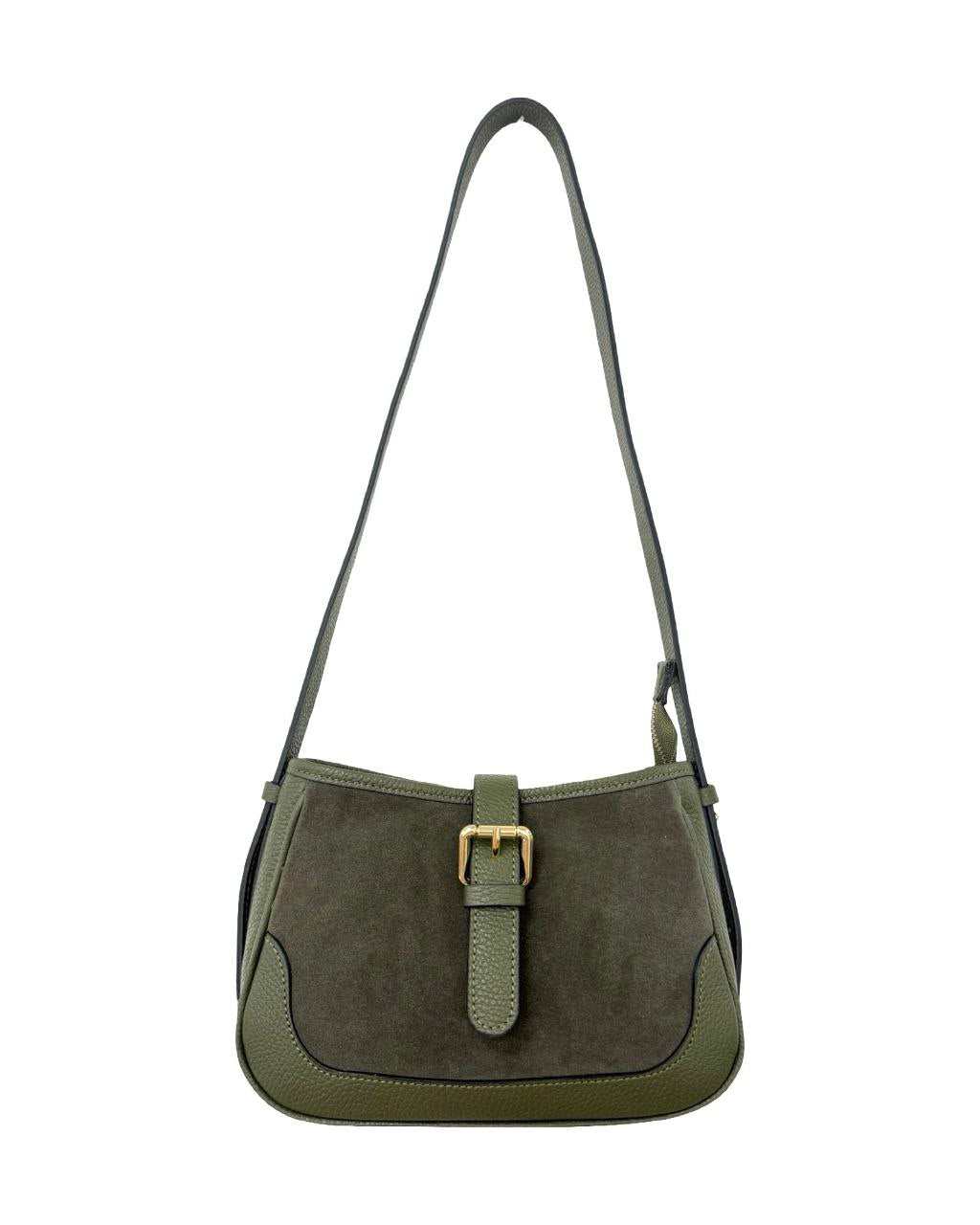 Italian Suede Shoulder Bag — compact yet striking