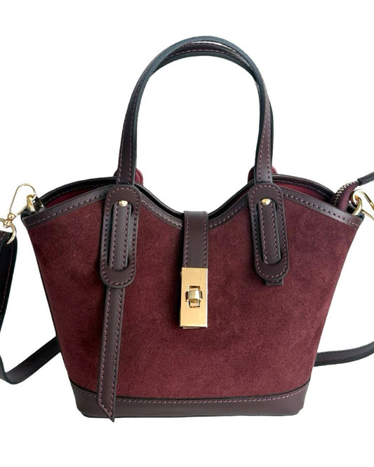 Suede & Leather Mini Satchel — Made in Italy