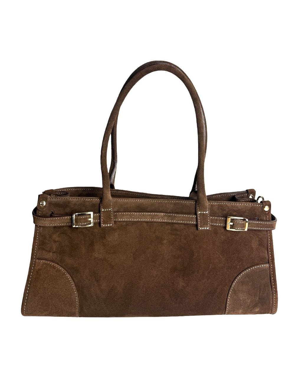 Elongated Suede Shoulder Bag