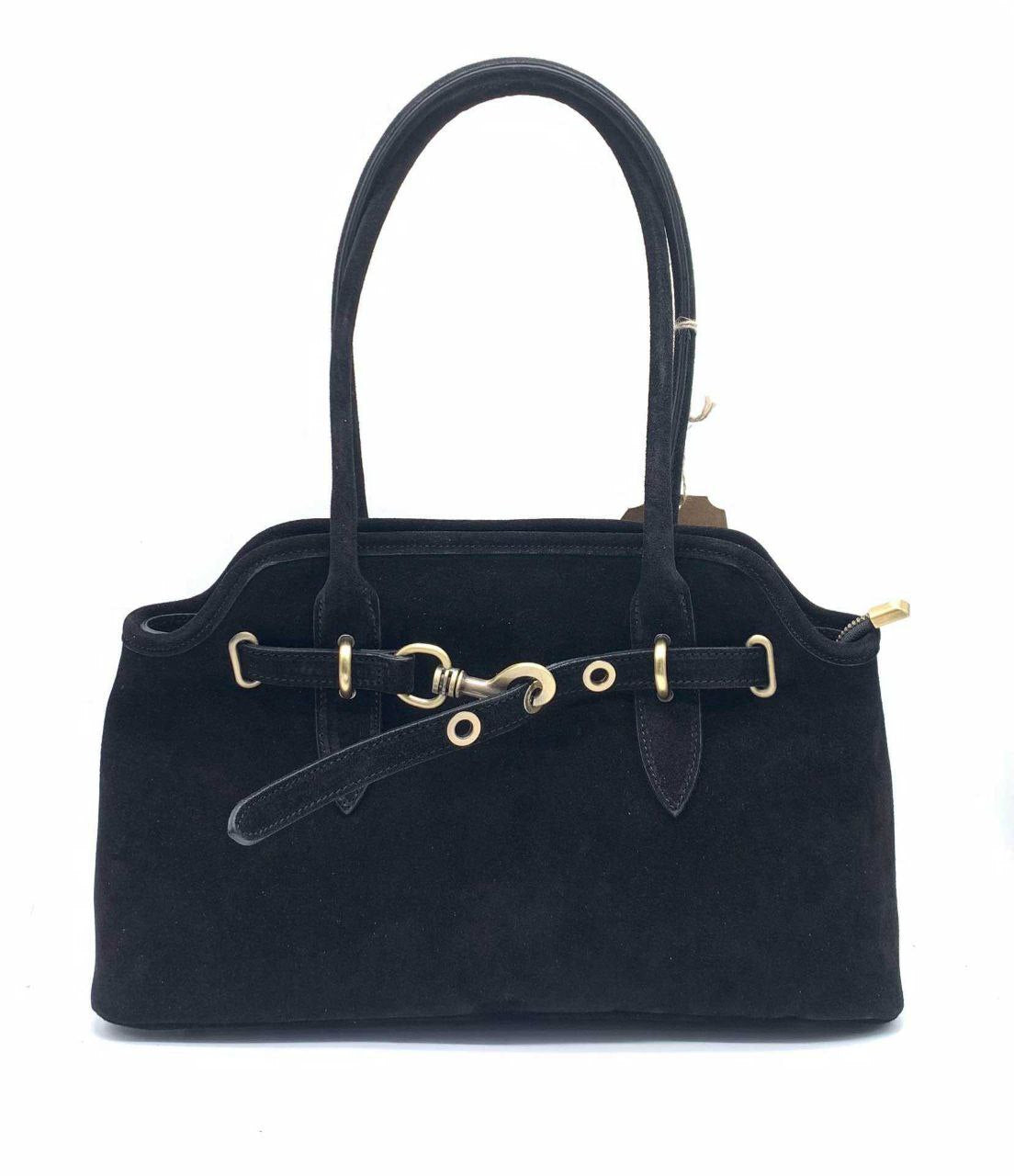 Elegant Suede Handbag with Refined Details