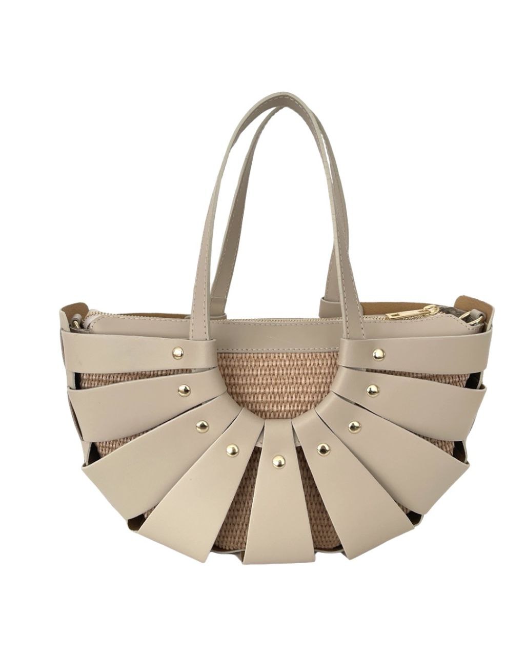 Premium Leather and Raffia Handbag – Made in Italy