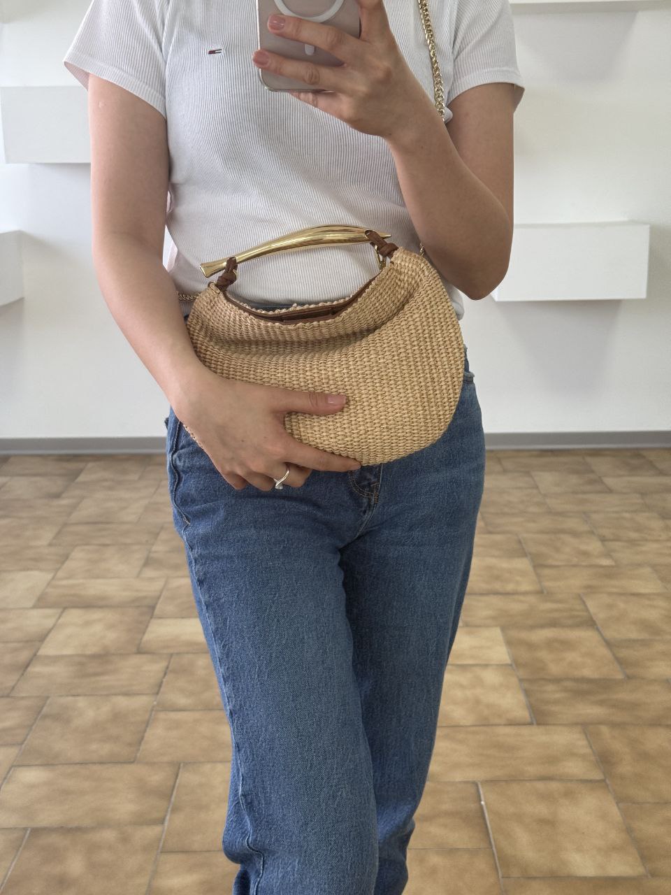 Genuine Leather and Raffia Handbag – Premium Quality, Made in Italy