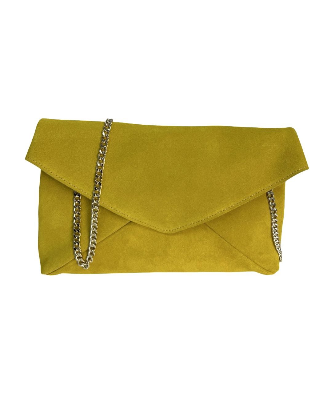Italian Leather Envelope Bag with Chain Strap by Modex™