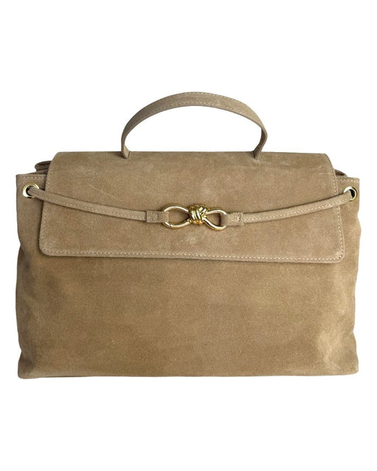 Italian Leather Briefcase-Style Bag with Decorative Closure by Modex™