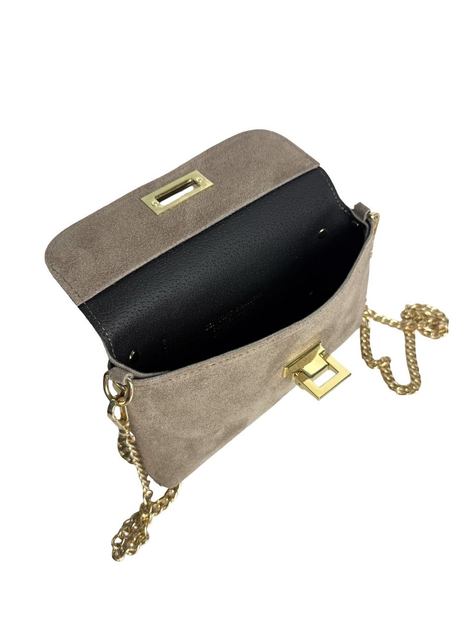 Mini Italian Leather Clutch with Gold Chain by Modex™