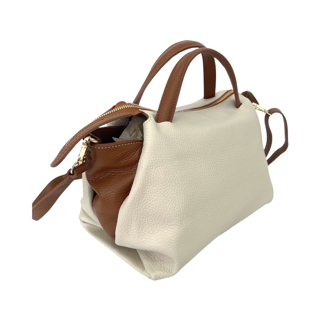Two-Tone Italian Leather Bag with Practical Organization by Modex™
