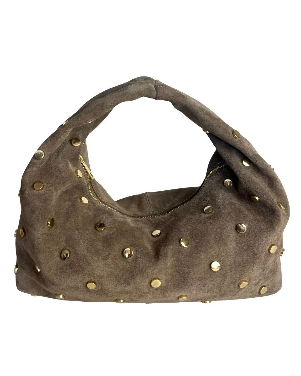 Studded Italian Suede Hobo Bag — Bold Luxury