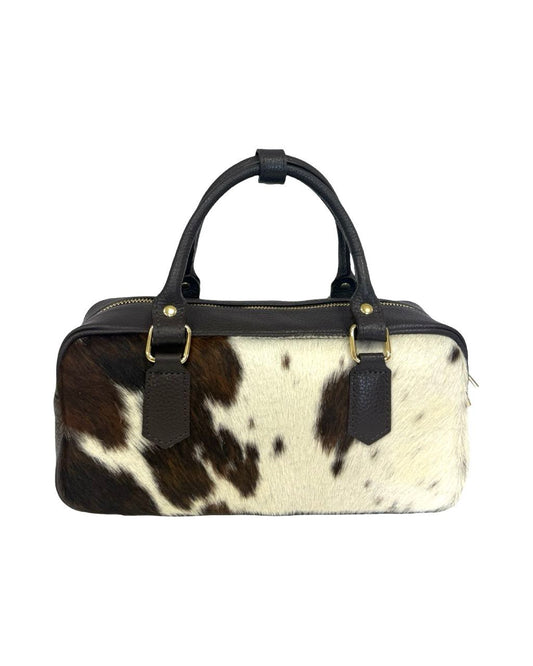 Hair-On Italian Leather Top-Handle Bag — Compact Statement