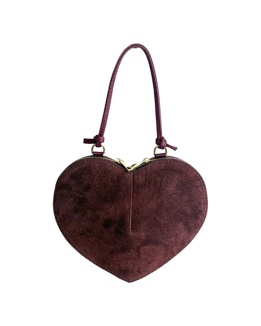 Heart-Shaped Suede Mini Bag