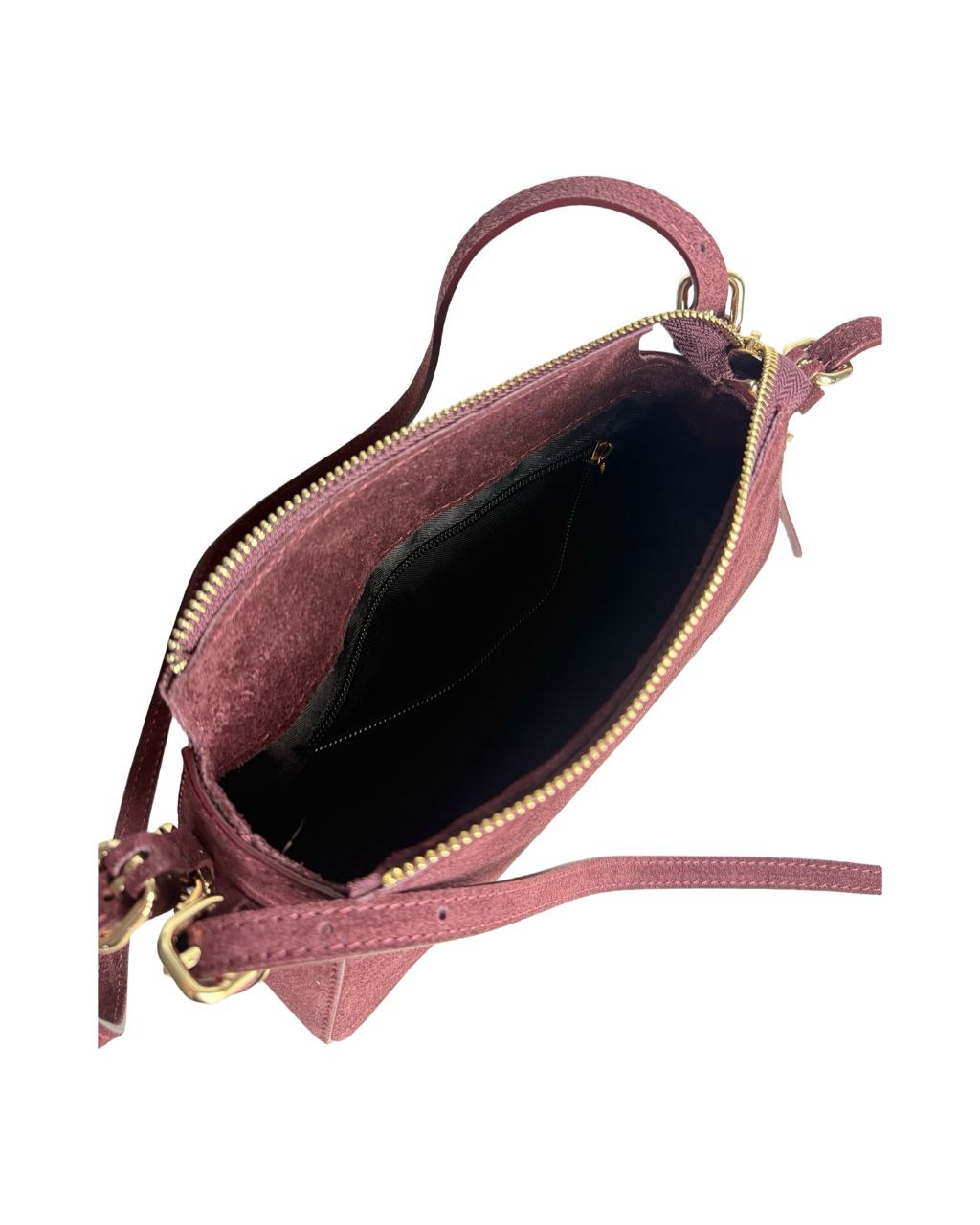 Suede Baguette Crossbody with Adjustable Strap