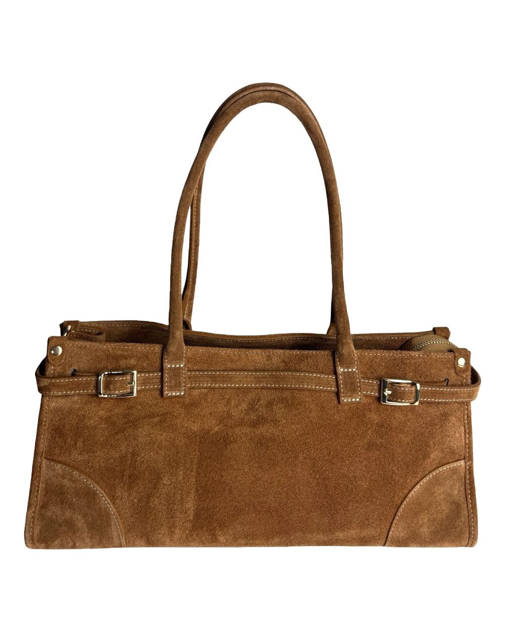 Elongated Suede Shoulder Bag