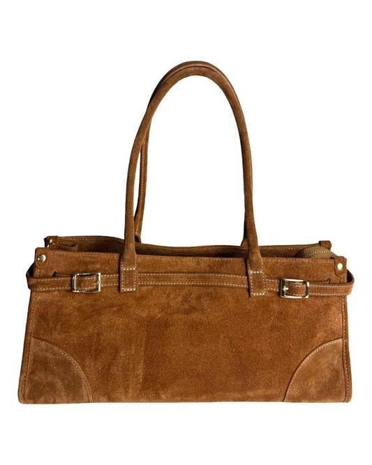 Elongated Suede Shoulder Bag