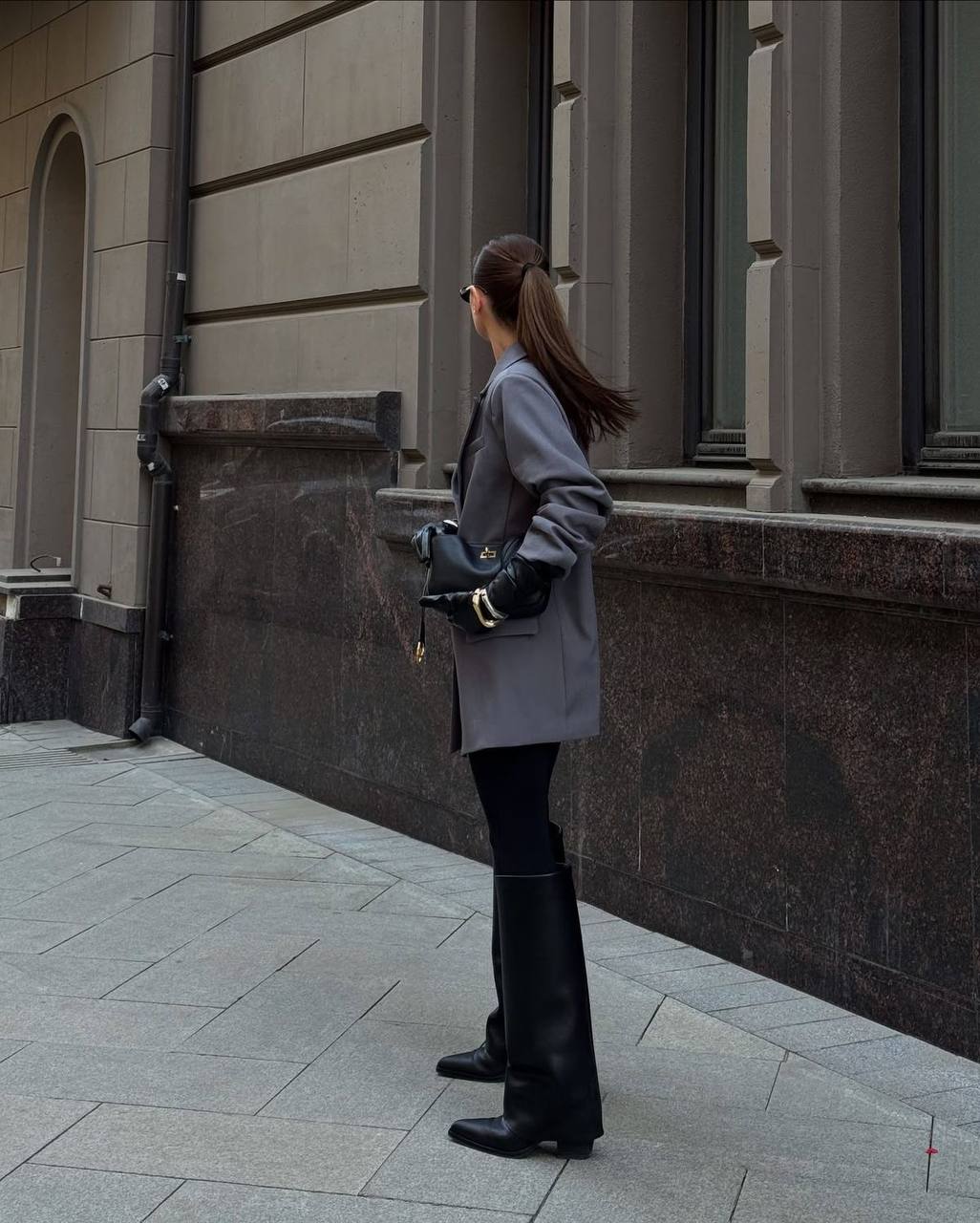 Leather Shoulder Bag with Twist Lock