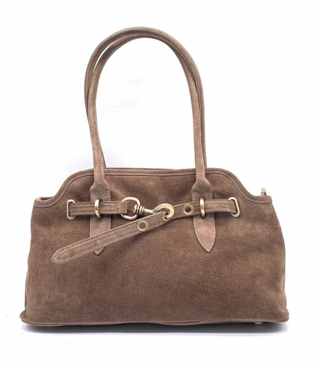 Elegant Suede Handbag with Refined Details