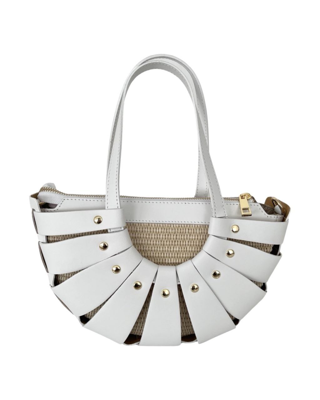 Premium Leather and Raffia Handbag – Made in Italy