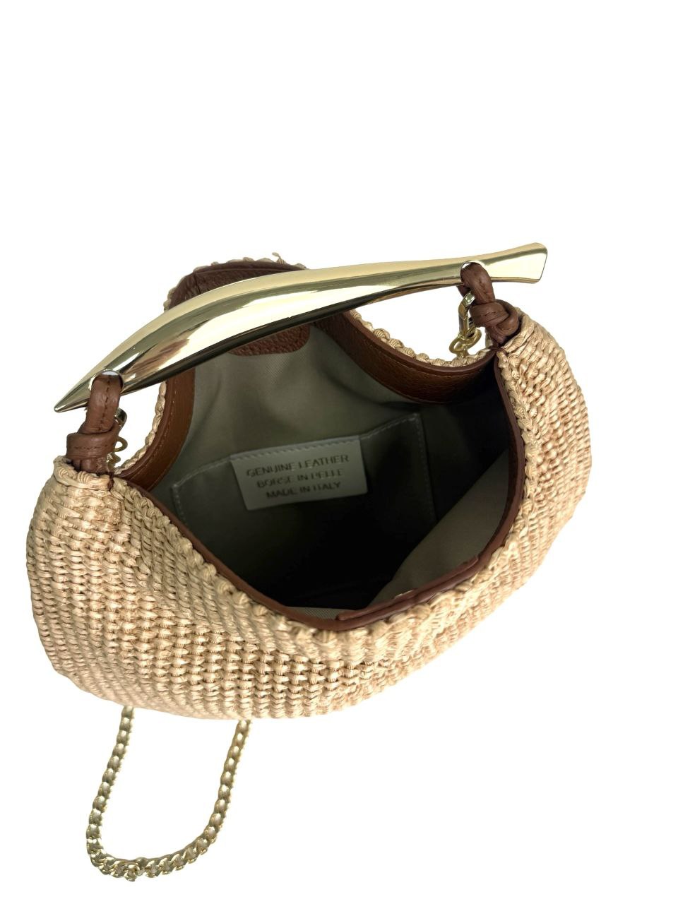 Genuine Leather and Raffia Handbag – Premium Quality, Made in Italy