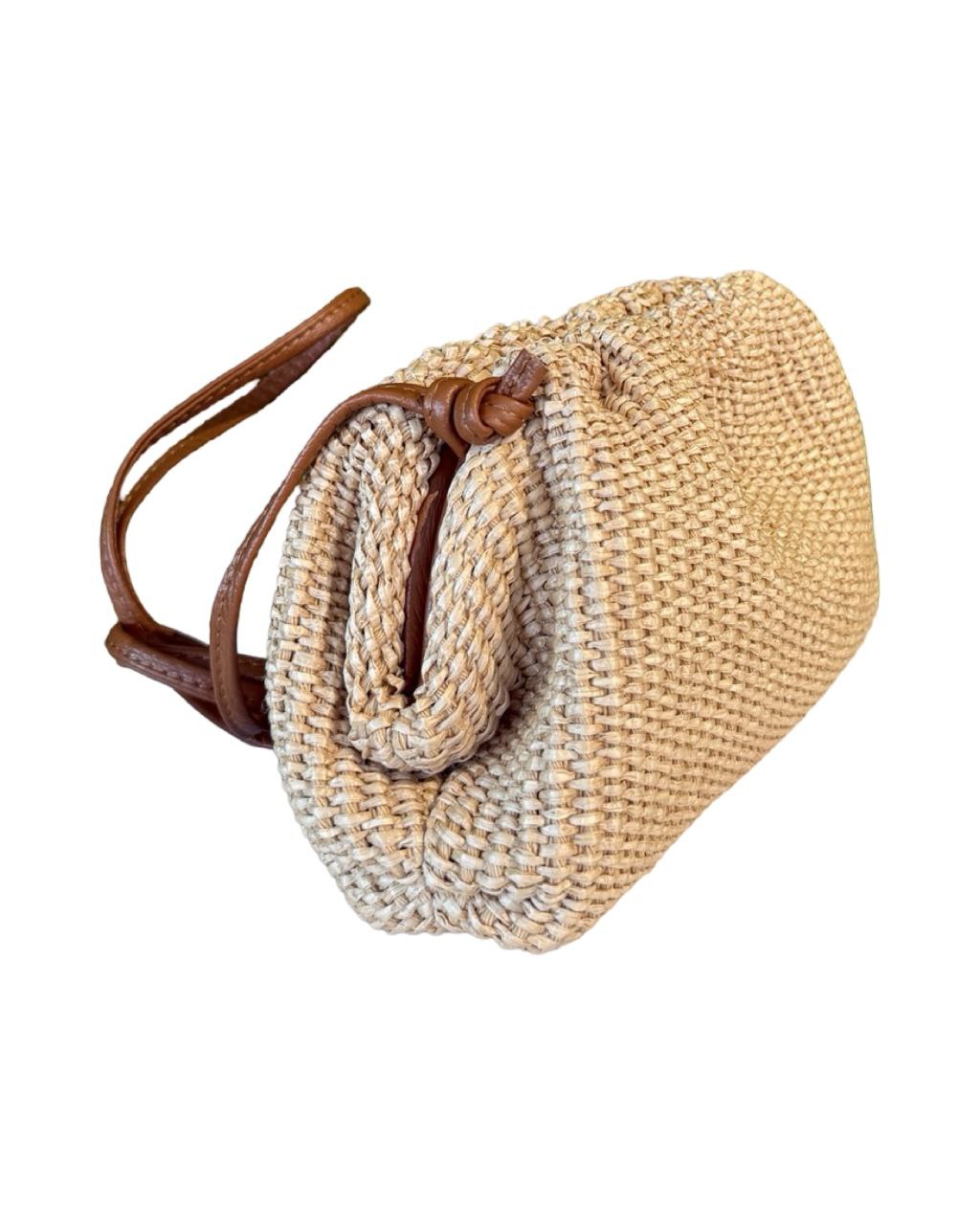 Compact Leather & Raffia Bag – Handmade in Italy, Premium Craftsmanship
