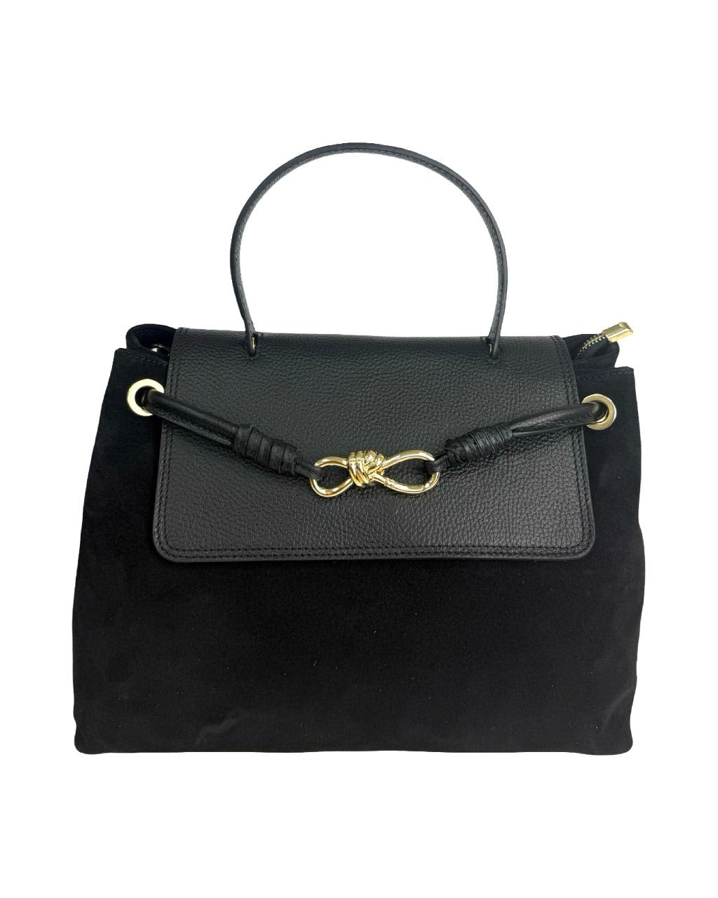 Italian Suede & Leather Satchel Bag