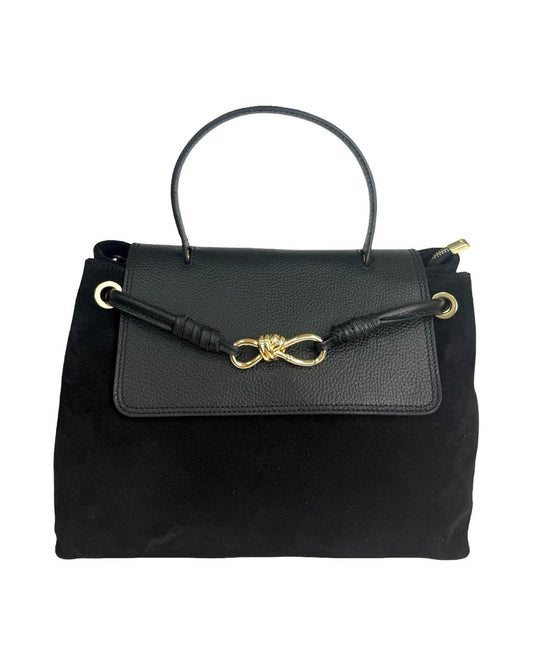 Italian Suede & Leather Satchel Bag