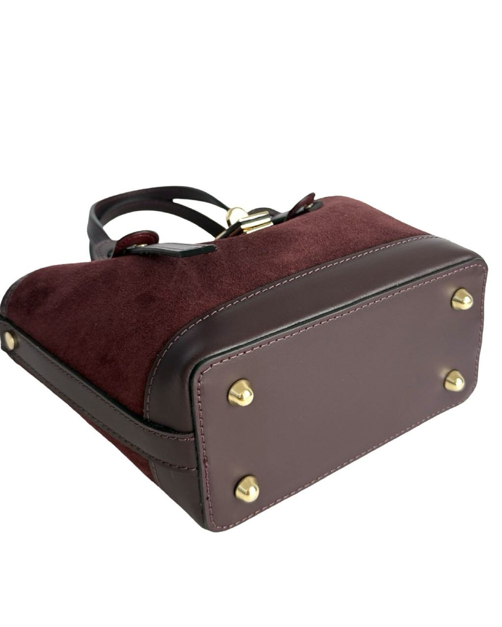 Suede & Leather Mini Satchel — Made in Italy