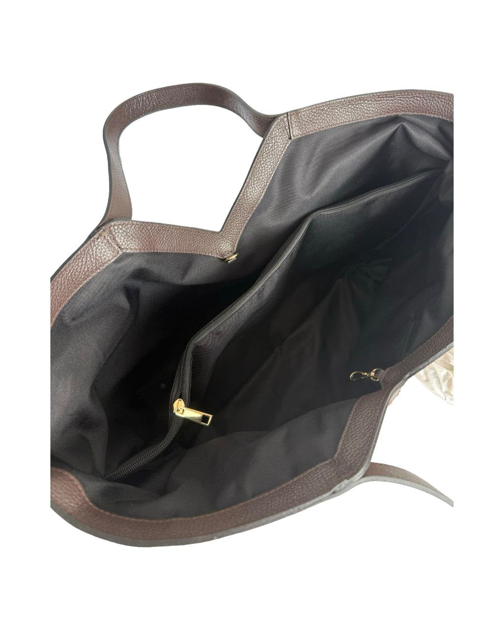 Cow Print Pony Skin Tote — Dark Brown Leather Trim