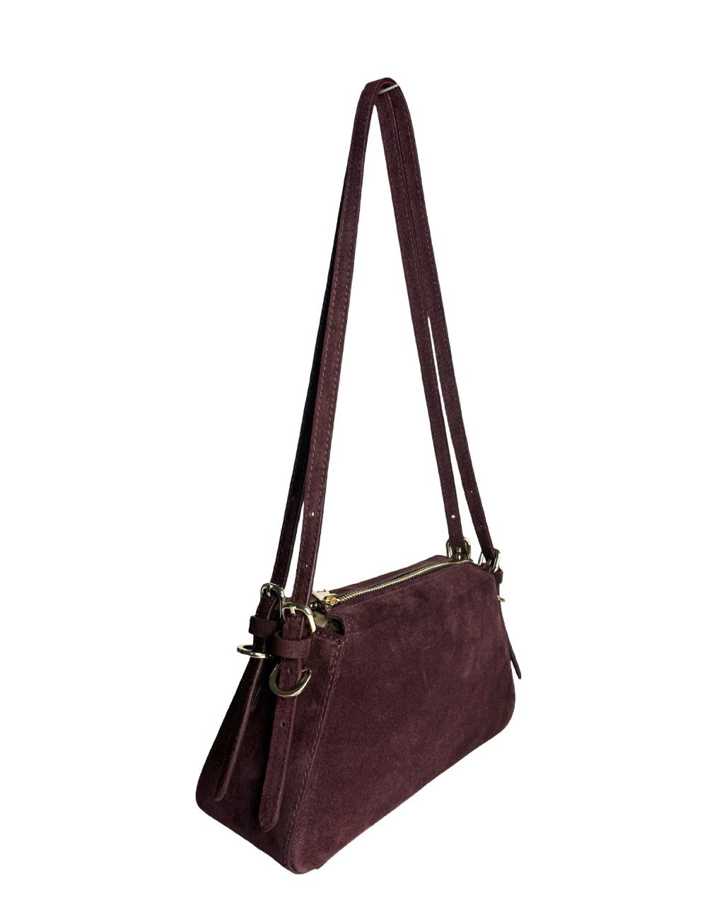 Suede Baguette Crossbody with Adjustable Strap