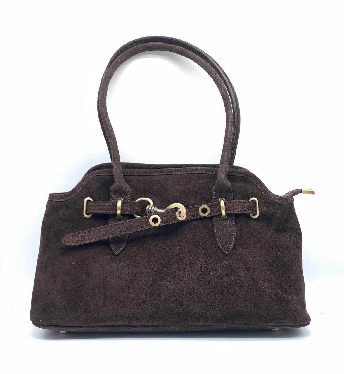 Elegant Suede Handbag with Refined Details