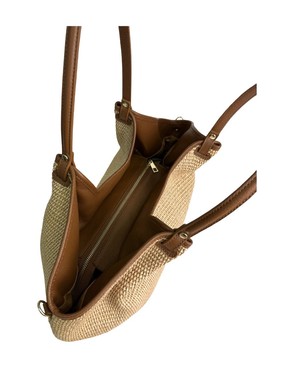 Raffia & Italian Leather Bag — Handmade