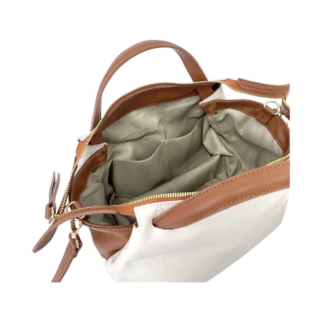 Two-Tone Italian Leather Bag with Practical Organization by Modex™