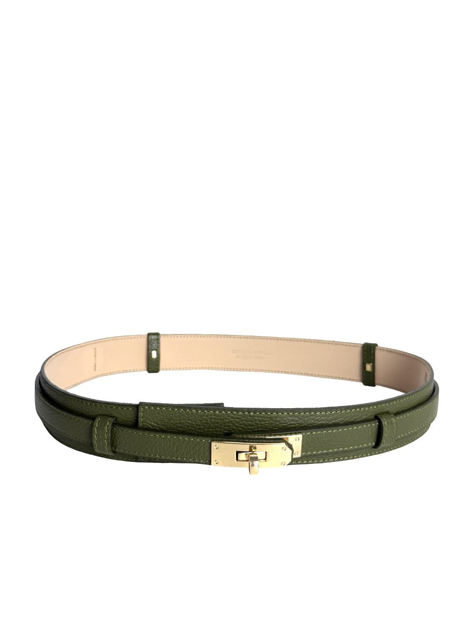 Adjustable Italian Leather Belt with Gold Buckle by Modex™