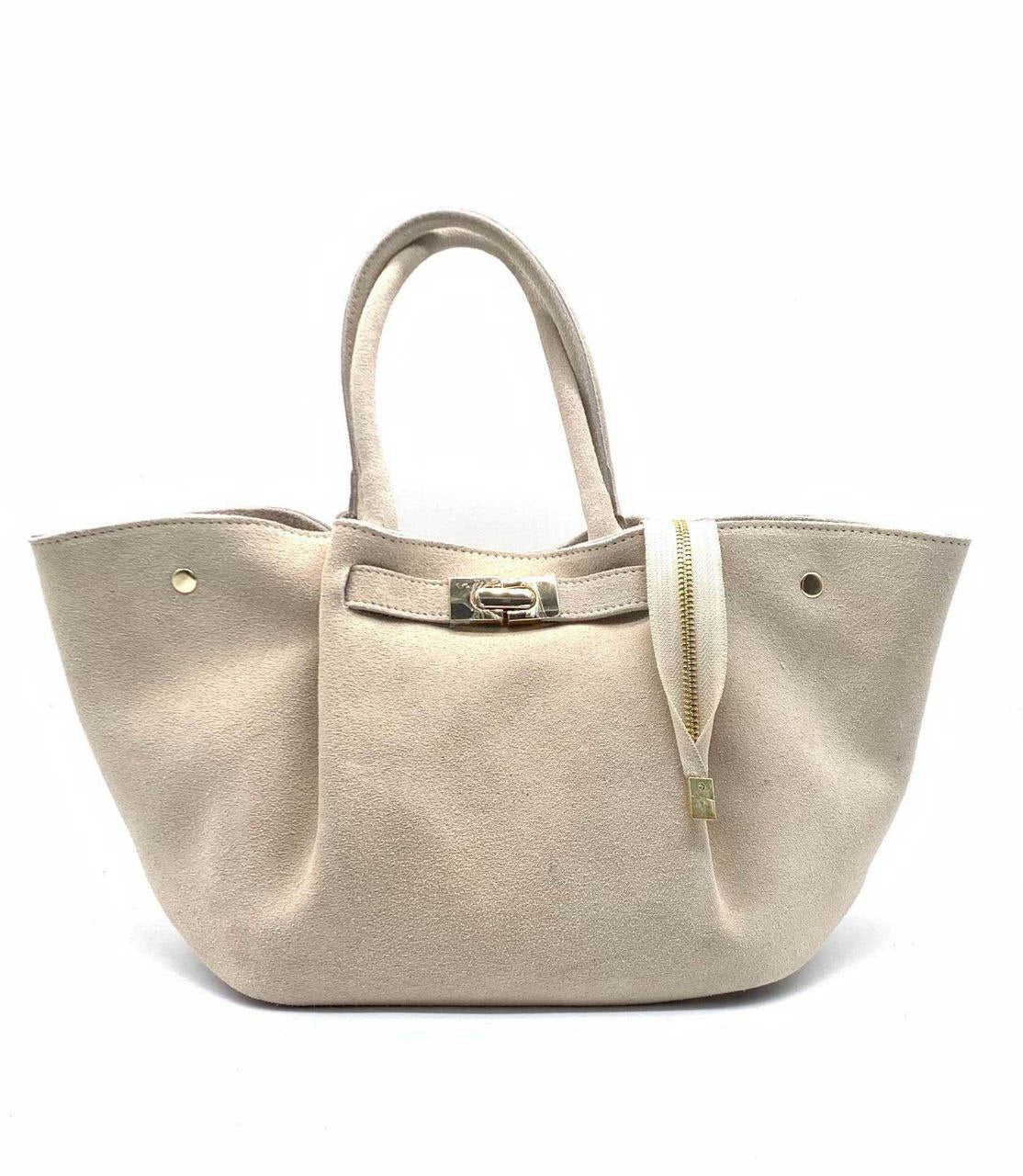 Italian Leather Tote Bag with Elegant Closure by Modex™