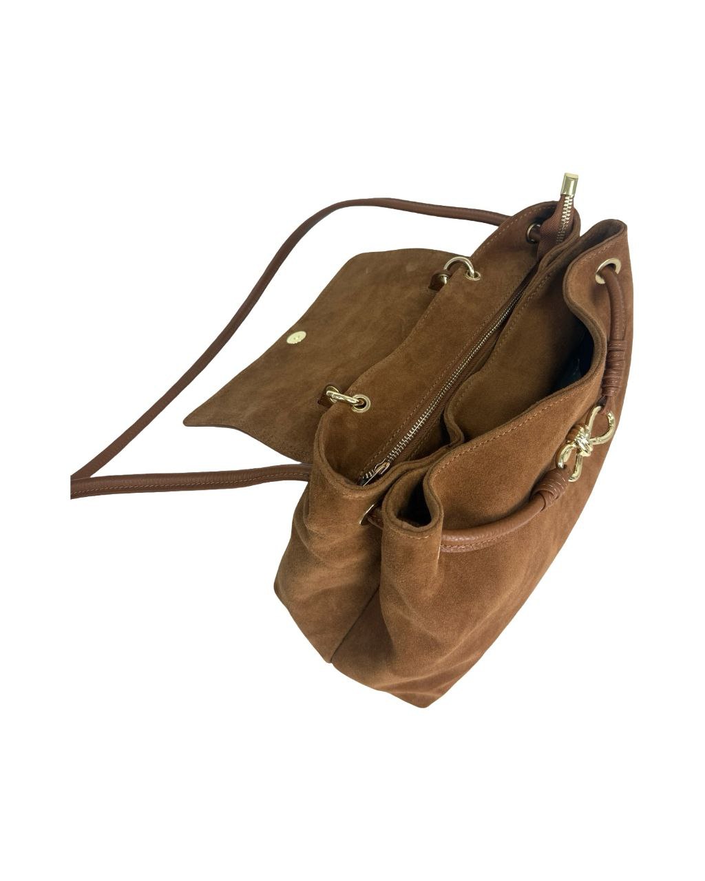 Italian Suede & Leather Satchel Bag