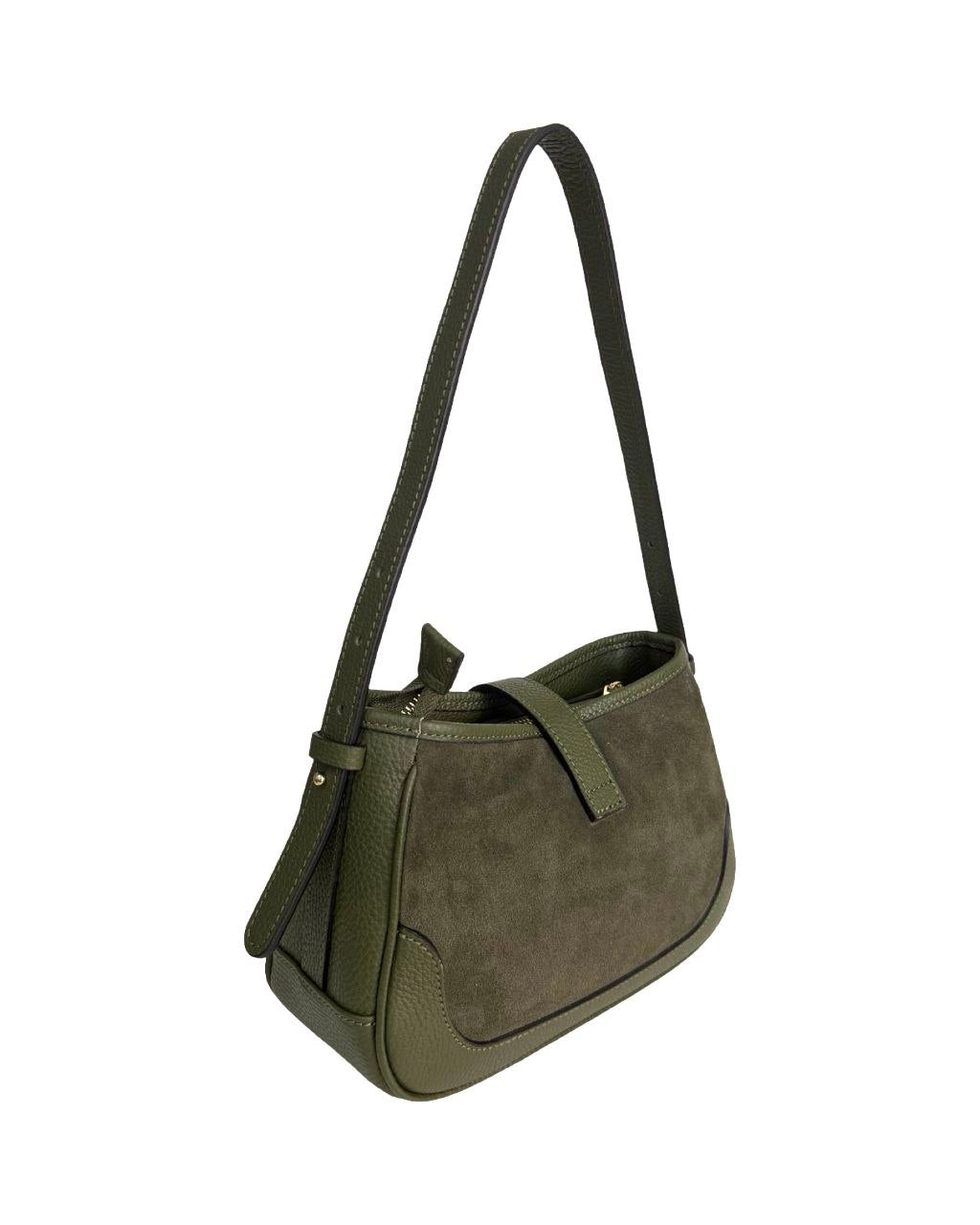 Italian Suede Shoulder Bag — compact yet striking