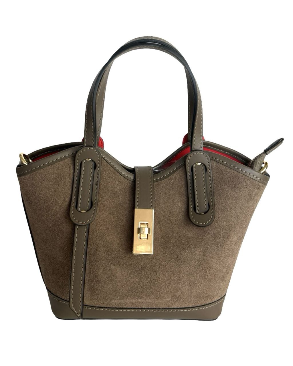 Suede & Leather Mini Satchel — Made in Italy