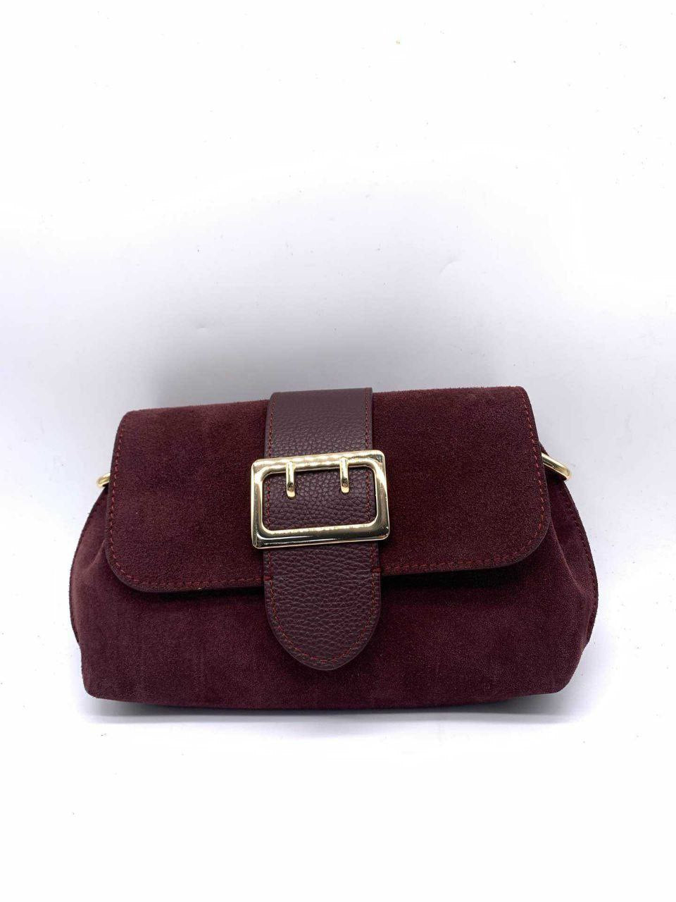 Suede Flap Crossbody with Buckle Detail