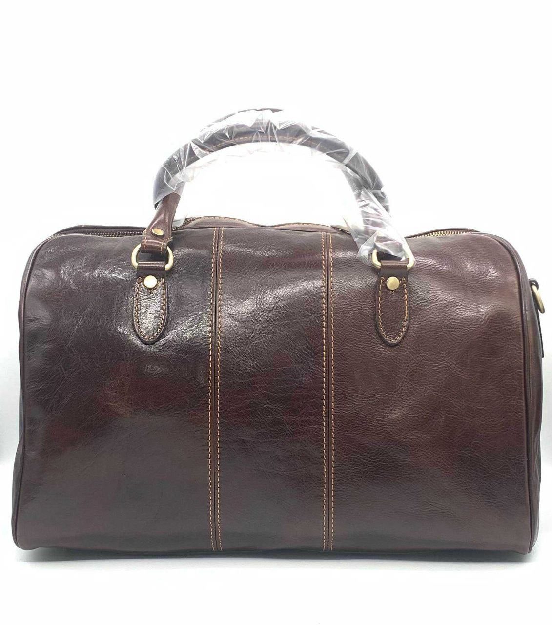 Genuine Leather Travel Duffel — Removable Shoulder Strap