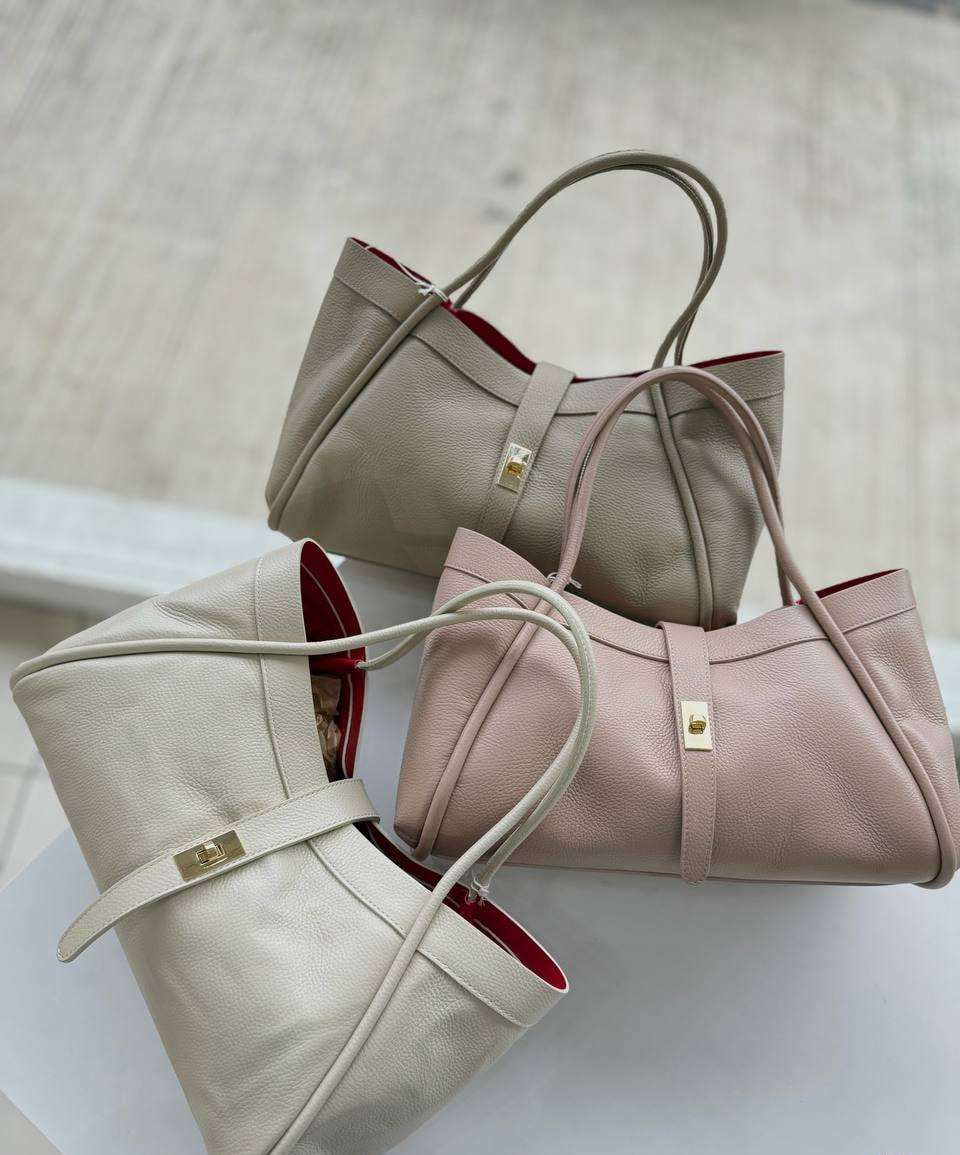 Italian Leather Structured Tote Bag