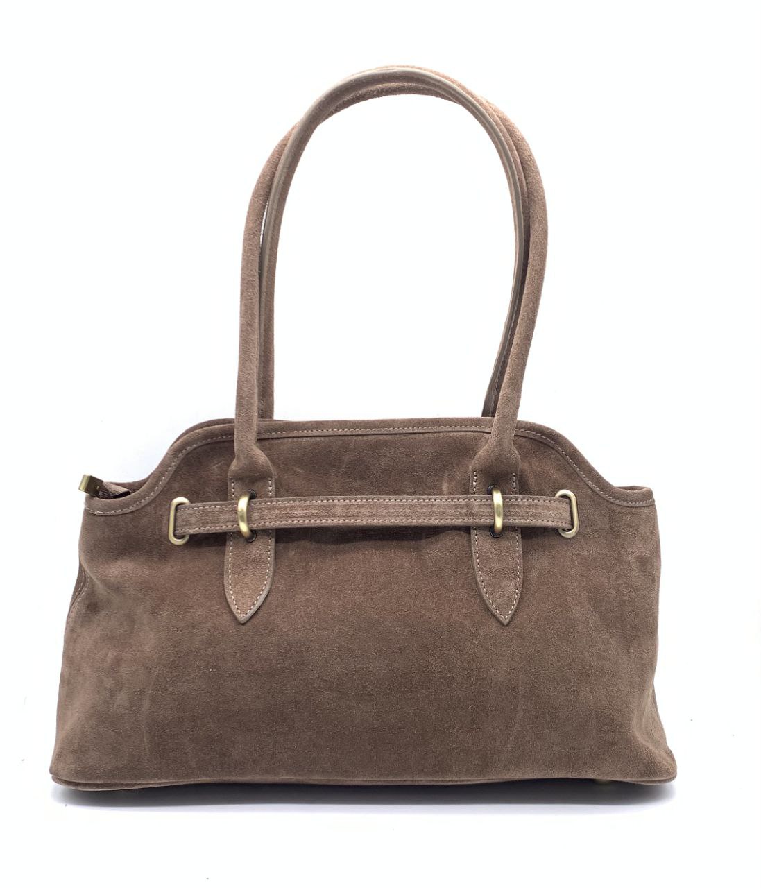 Elegant Suede Handbag with Refined Details