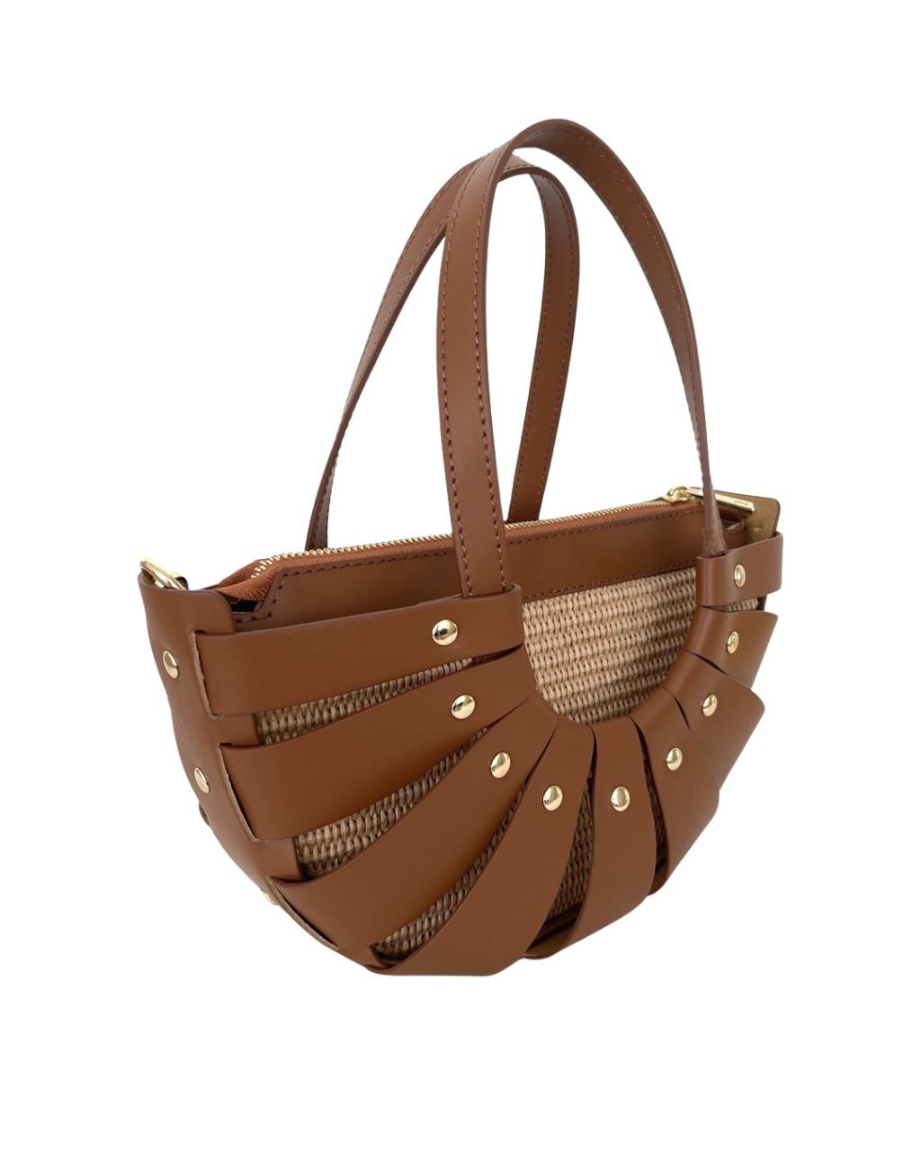 Premium Leather and Raffia Handbag – Made in Italy