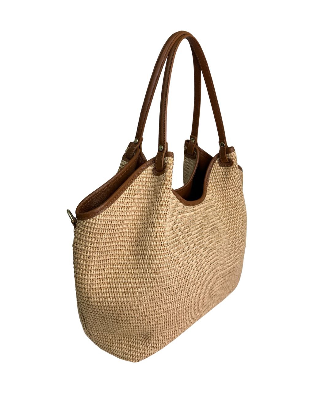Raffia & Italian Leather Bag — Handmade