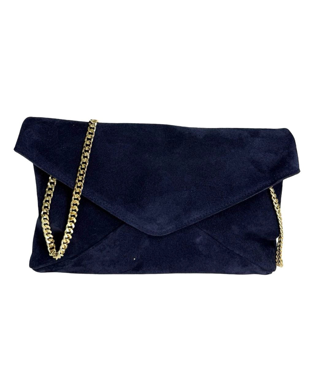 Italian Leather Envelope Bag with Chain Strap by Modex™