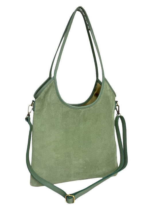 Italian Leather Shopper with Double Handles and Long Strap by Modex™