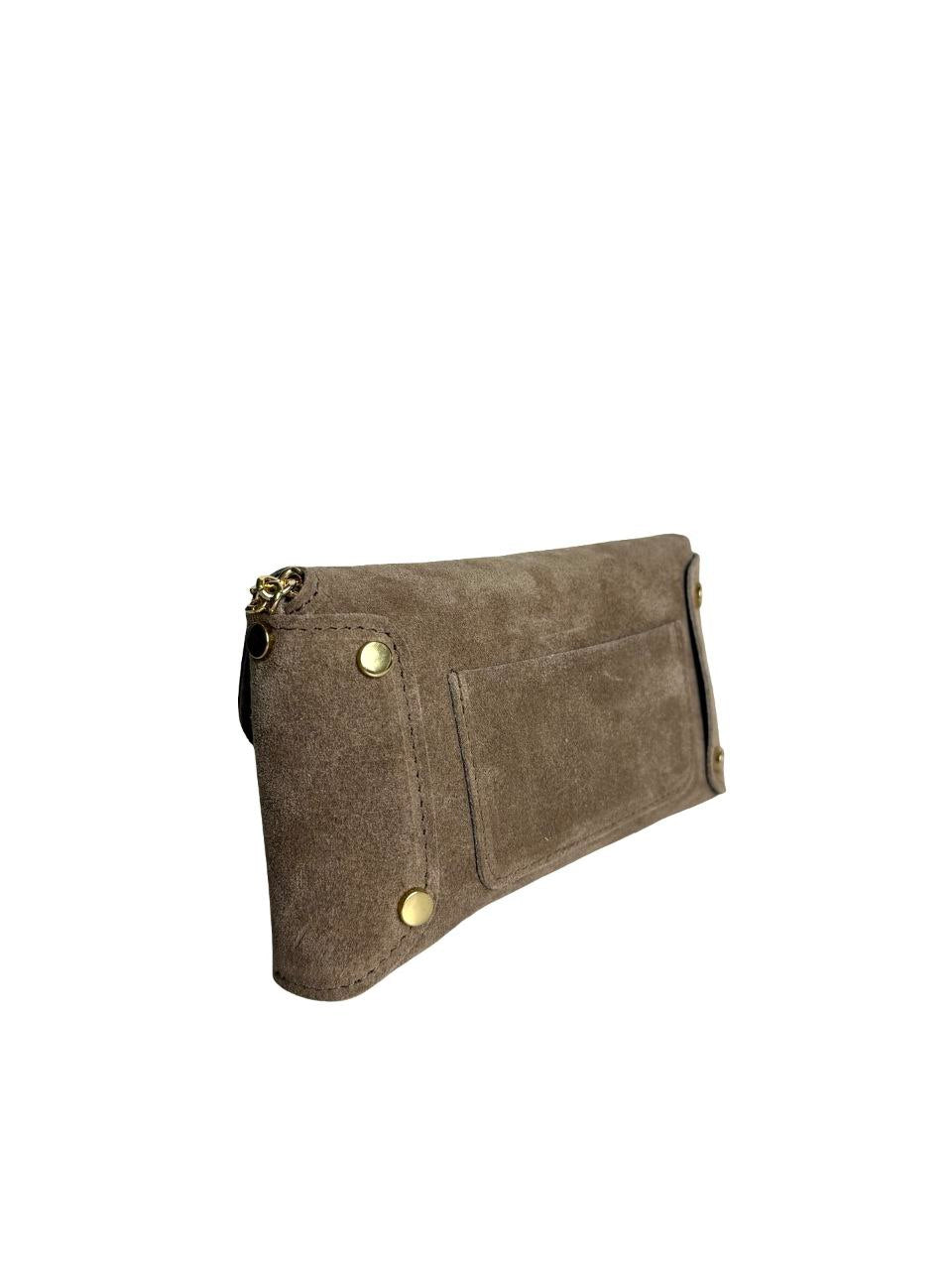Mini Italian Leather Clutch with Gold Chain by Modex™
