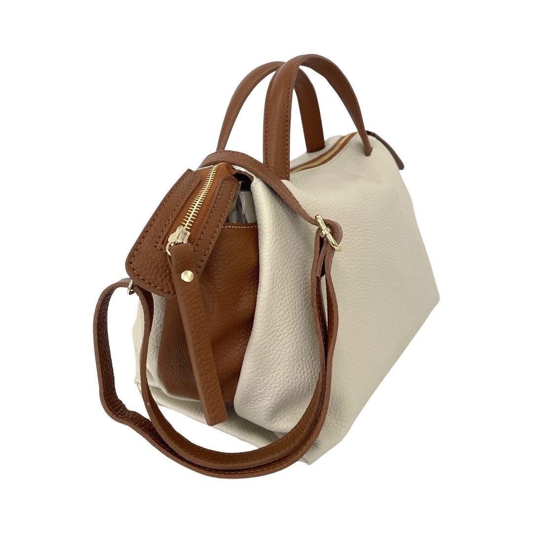 Two-Tone Italian Leather Bag with Practical Organization by Modex™