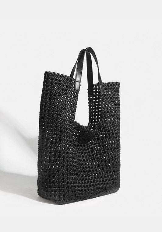 Handwoven Italian Leather & Nylon Shopper Bag by Modex™