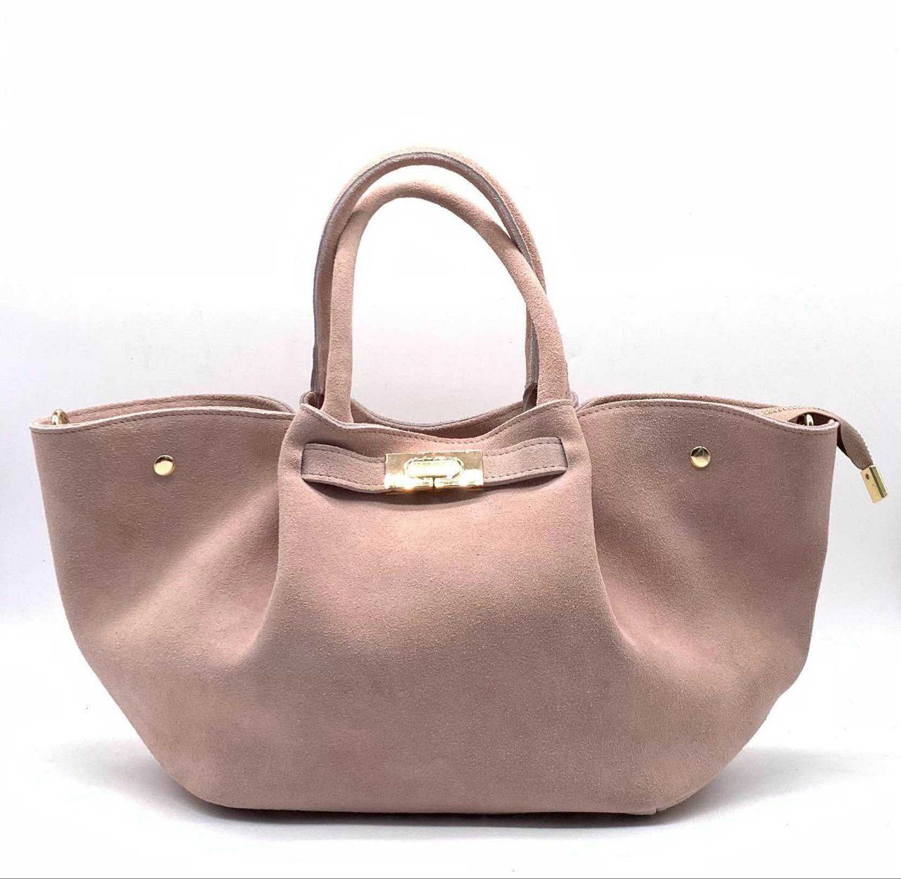 Italian Leather Tote Bag with Elegant Closure by Modex™