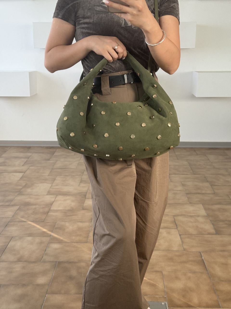 Studded Italian Suede Hobo Bag — Bold Luxury